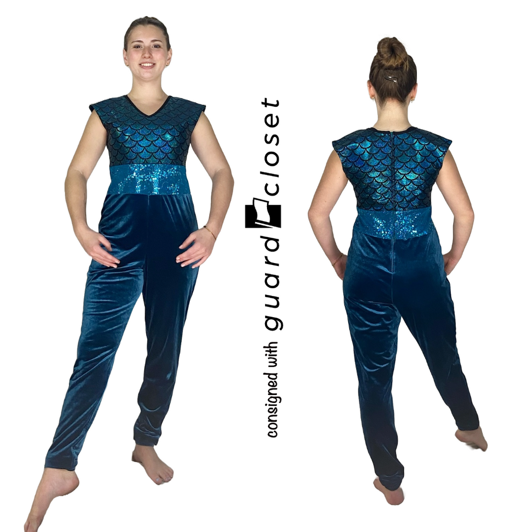 13 Teal Mermaid Sleeveless Unitards by Dance Sophisticates