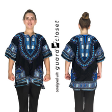 Load image into Gallery viewer, 11 Black Orange Blue White Dashiki Short Sleeve Smocks by Klub Kool
