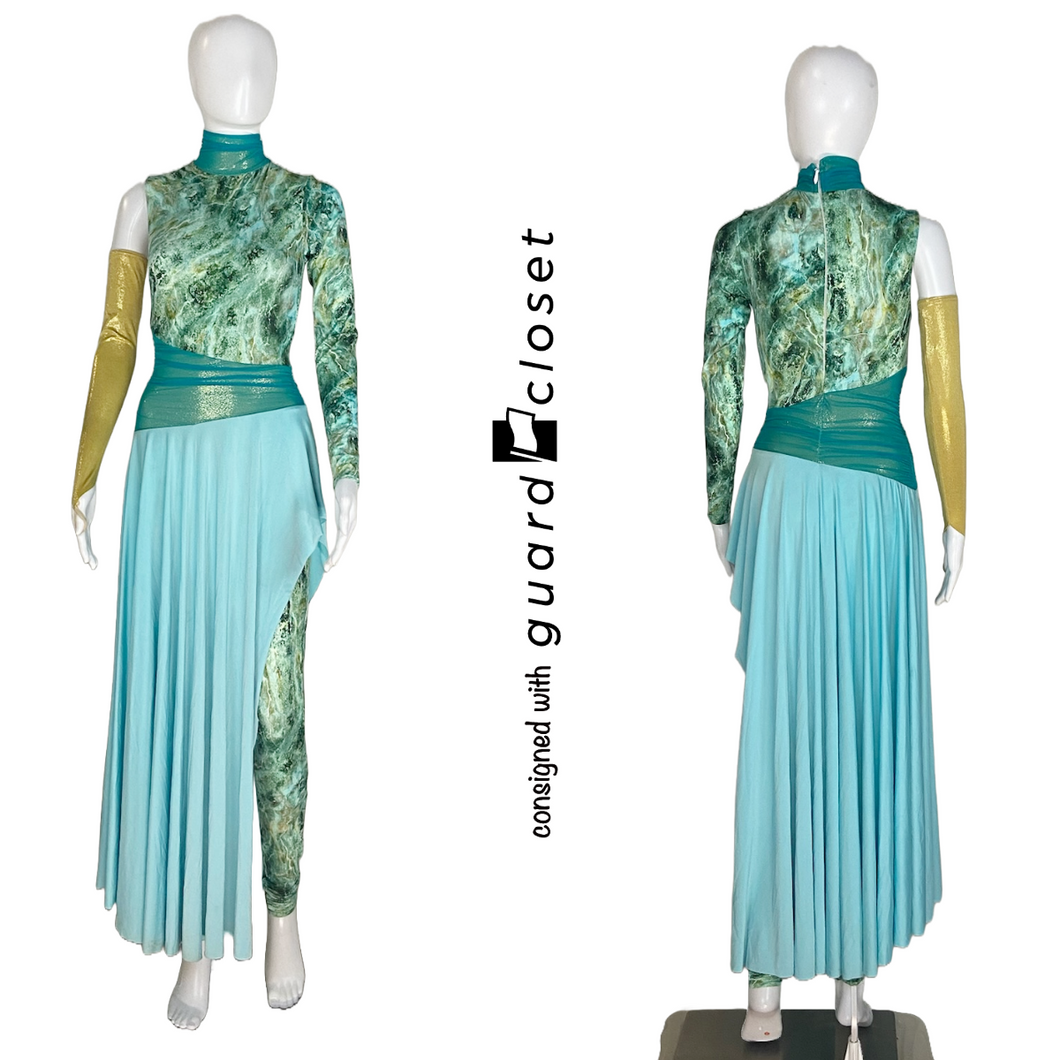 11 Green Gold Marble Skirted Unitards + 1 Top/Pants by A Wish Come True