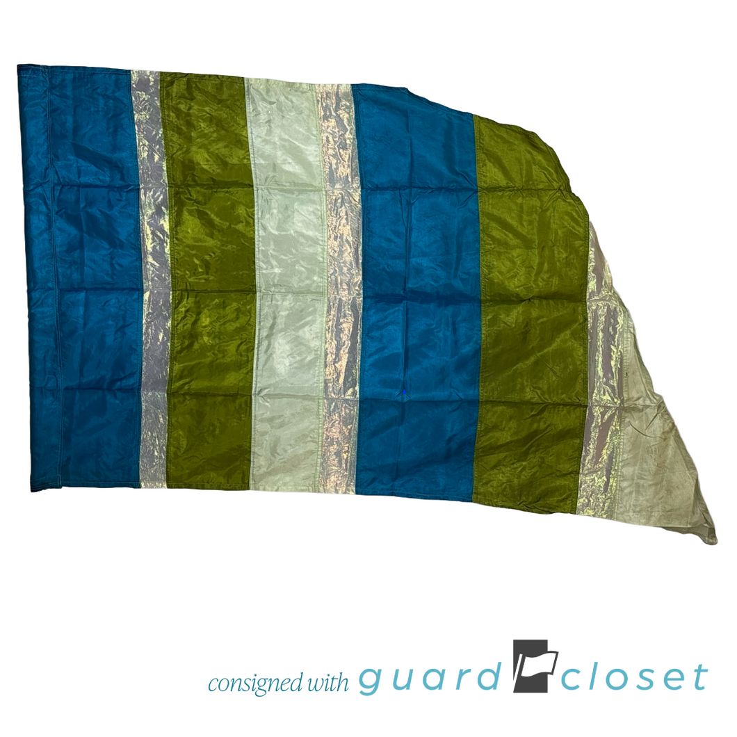 7 Green Blue Vertical Stripes Flags