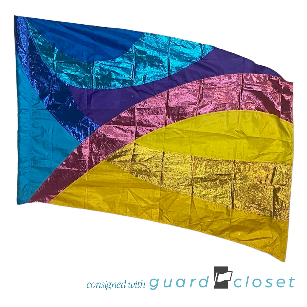 12 Multicolor Rainbow Waves Flags by Band Shoppe
