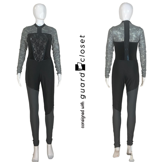 13 Black Grey Long Sleeve Unitard by Creative Costuming & Designs