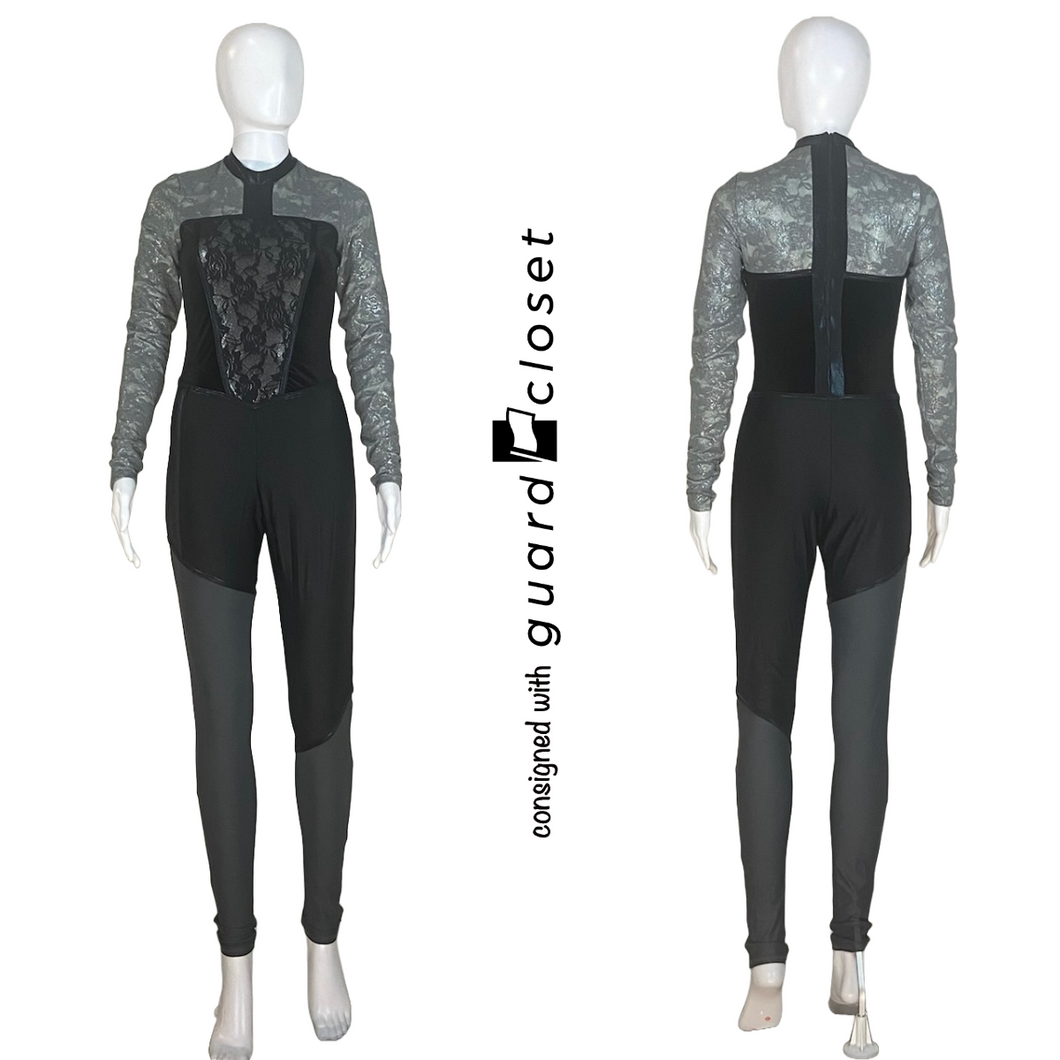 13 Black Grey Long Sleeve Unitard by Creative Costuming & Designs