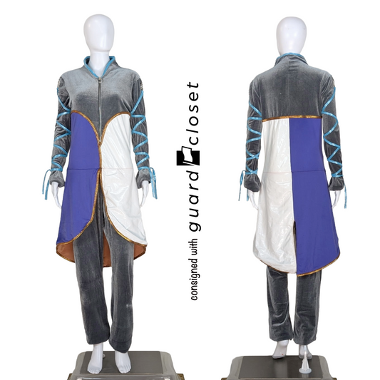 24 Gray White Purple Long Sleeve Unitard with Teal and Copper Accents by Band Hall