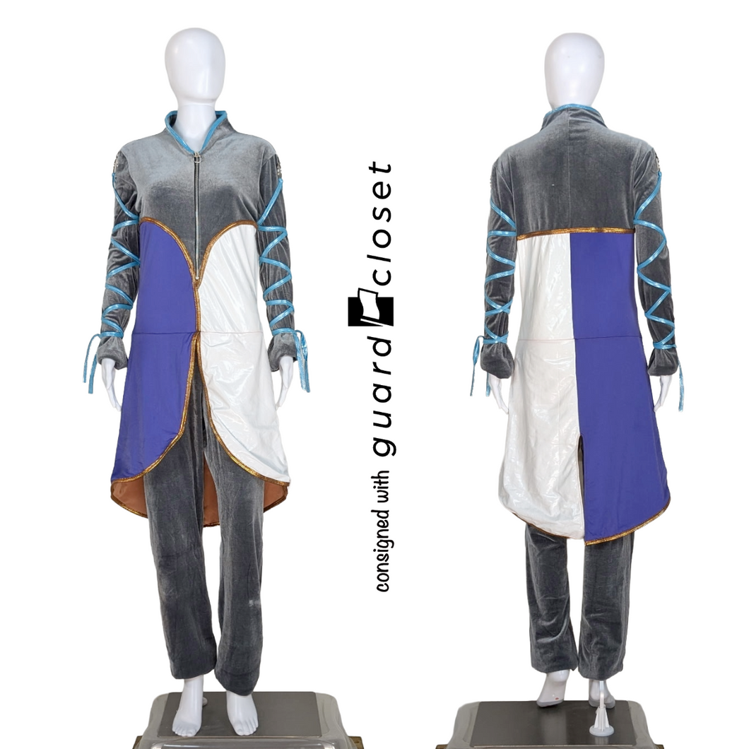 24 Gray White Purple Long Sleeve Unitard with Teal and Copper Accents by Band Hall