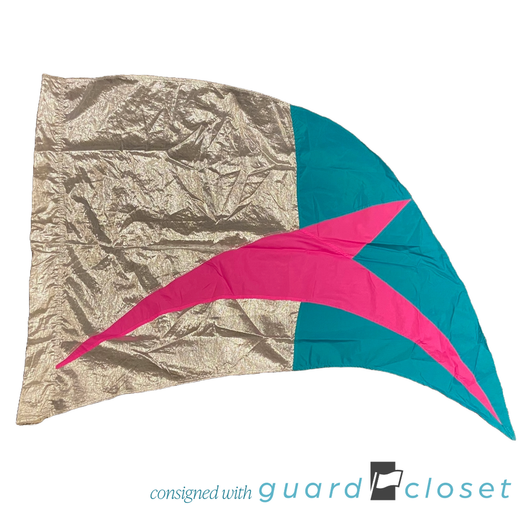 12 Silver Teal Hot Pink flags