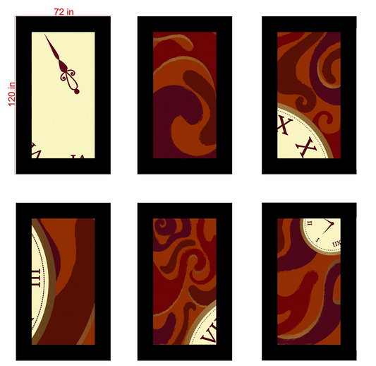 6 Maroon Time Clock Printed Vinyl Backdrops