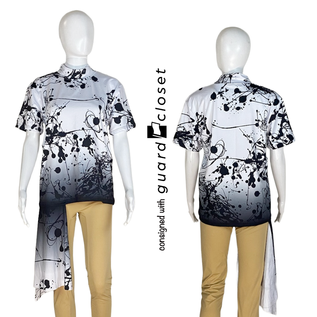 33 White With Black Paint Ink Splatter Short Sleeve Performance Tops by Prop Vinyls