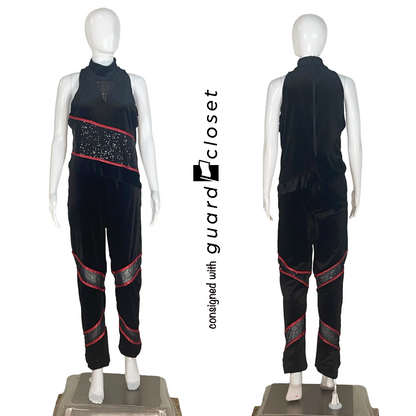 13 Varied Black Unitards and Rompers With Red Accents by Creative Costuming & Designs