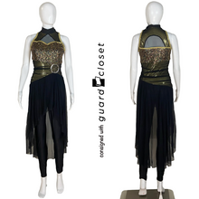 Load image into Gallery viewer, 25 Black Gold Sleeveless High Low Skirted Unitards by A Wish Come True
