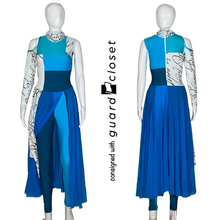 Load image into Gallery viewer, 17 Teal/Blue Skirted Unitard w/ Text Accents by Fred J. Miller

