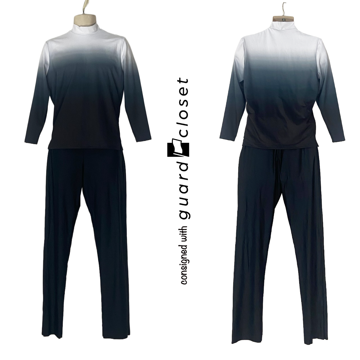 10 Black Gray White Ombre Long Sleeve Unitards by Creative Costuming & Designs