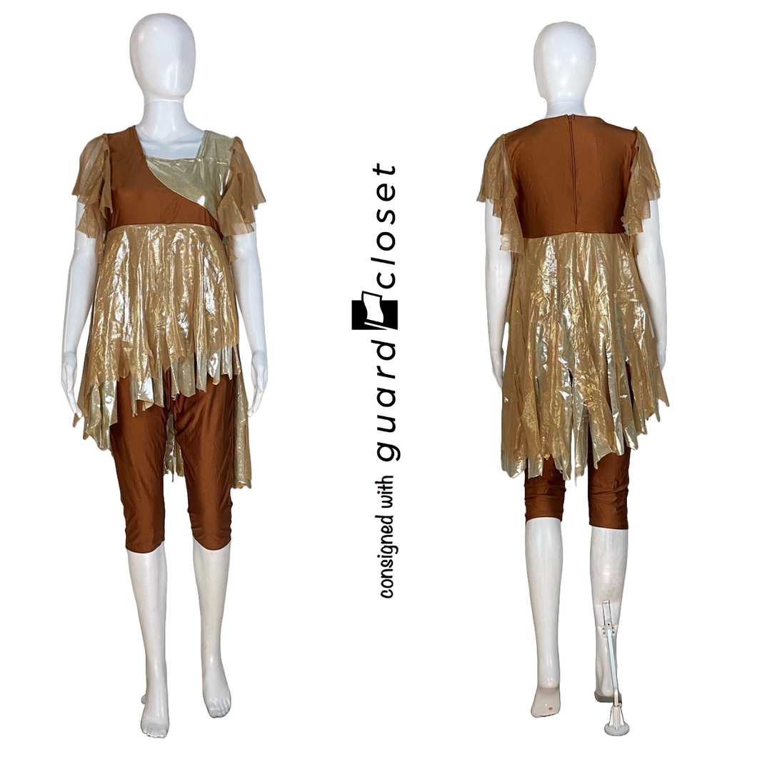 10 Short Sleeve Brown & Gold Capri Unitards by Creative Costuming & Designs