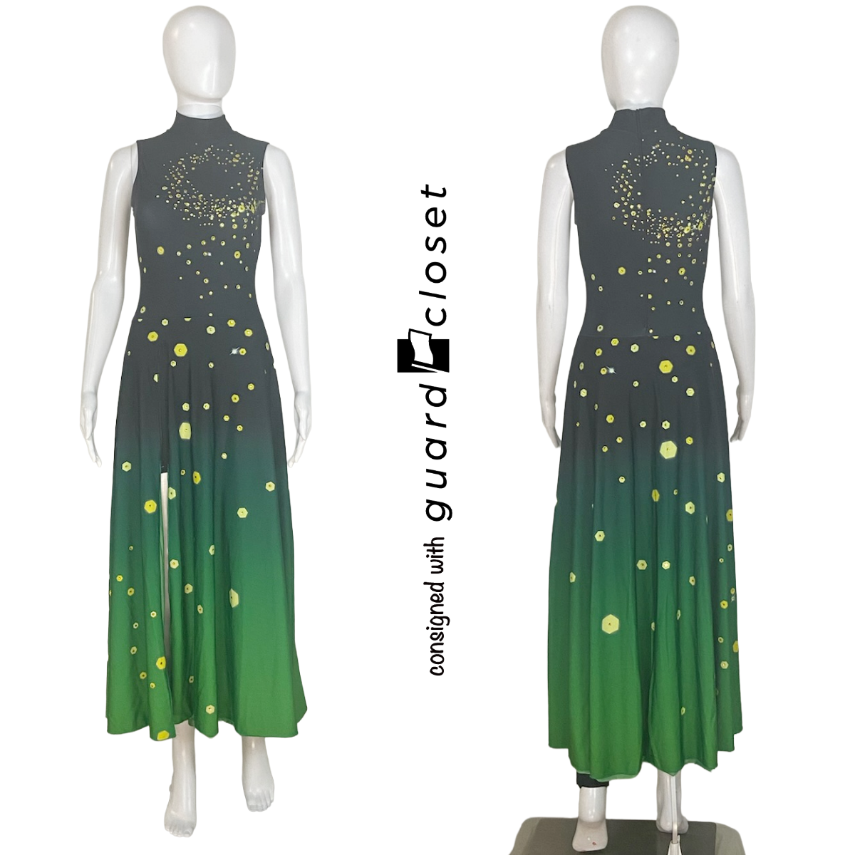 20 Green and Black Firefly Sleeveless Split Skirt Unitards