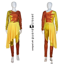 Load image into Gallery viewer, 16 Orange Yellow Sun/Fire Long Sleeve Unitards by Creative Costuming &amp; Designs
