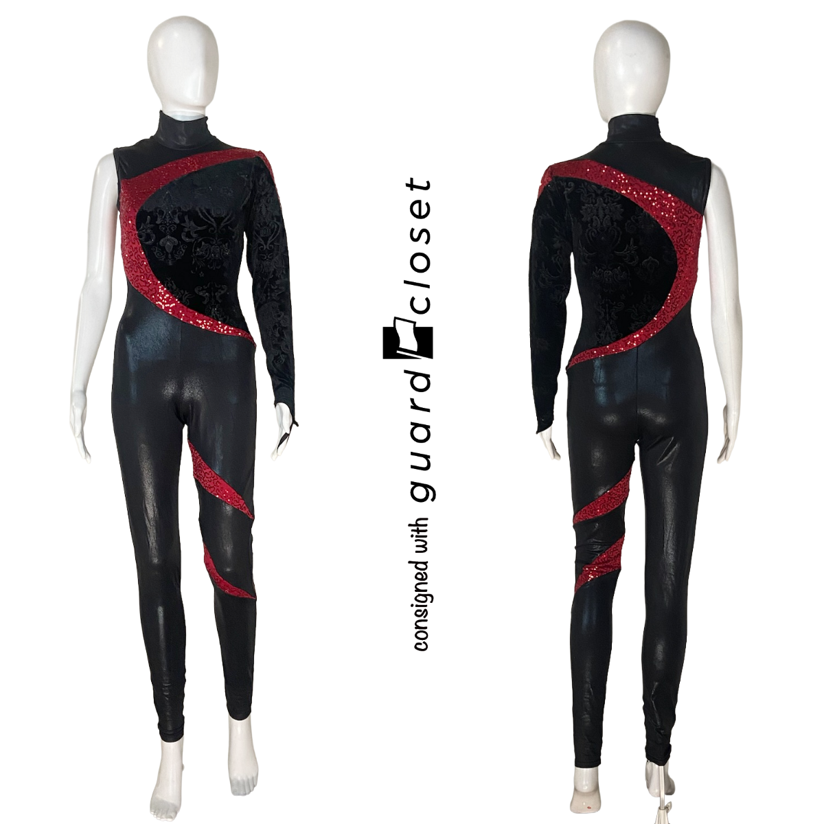 Red Black One Sleeve Unitards | Showday | Set of 10