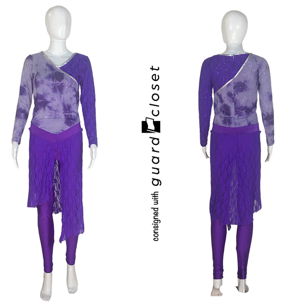 52 Purple Long Sleeve Skirted Unitards