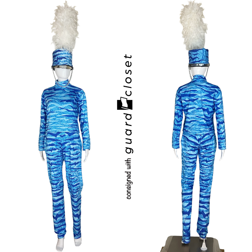 43 Shades of Blue Water Wave Bib Pants Tops and Shako Covers by Digital Performance Gear
