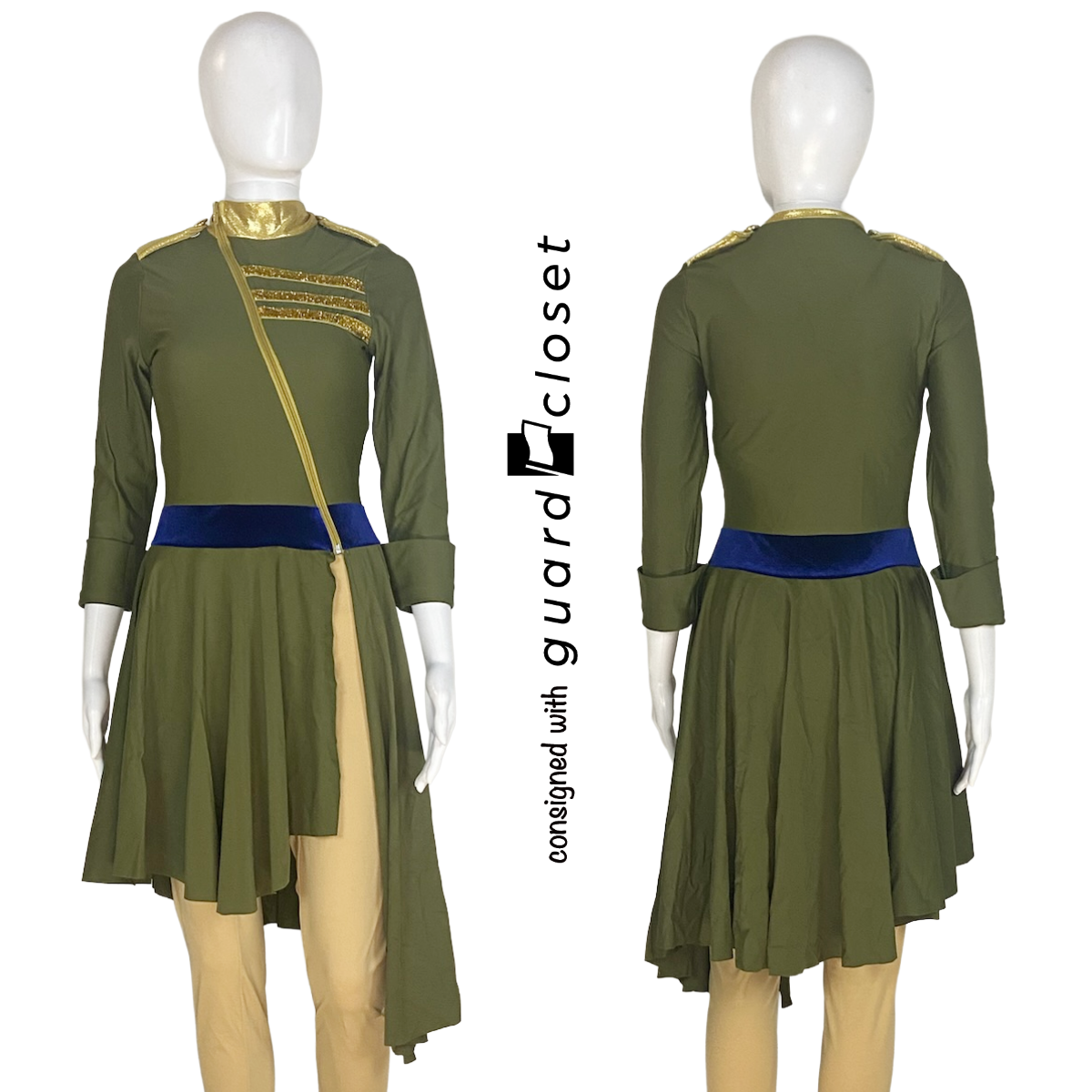 17 Olive Green Gold Zip Up Military Jackets by Creative Costuming & Designs