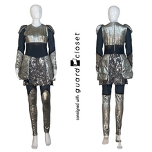 Load image into Gallery viewer, 14 Black Gray Silver Armor Knight Unitards by Creative Costuming &amp; Designs
