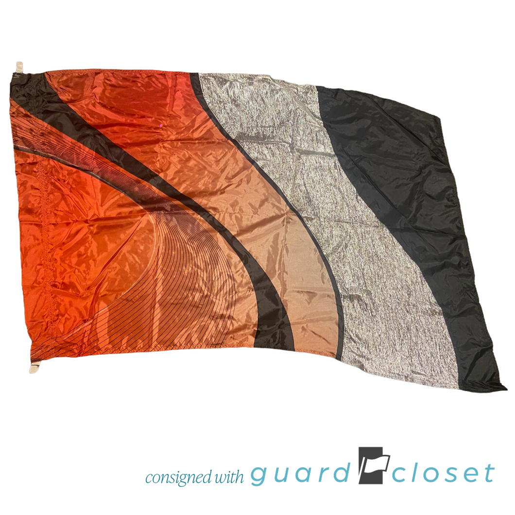 22 Orange Black Silver Wave Flags by Band Shoppe