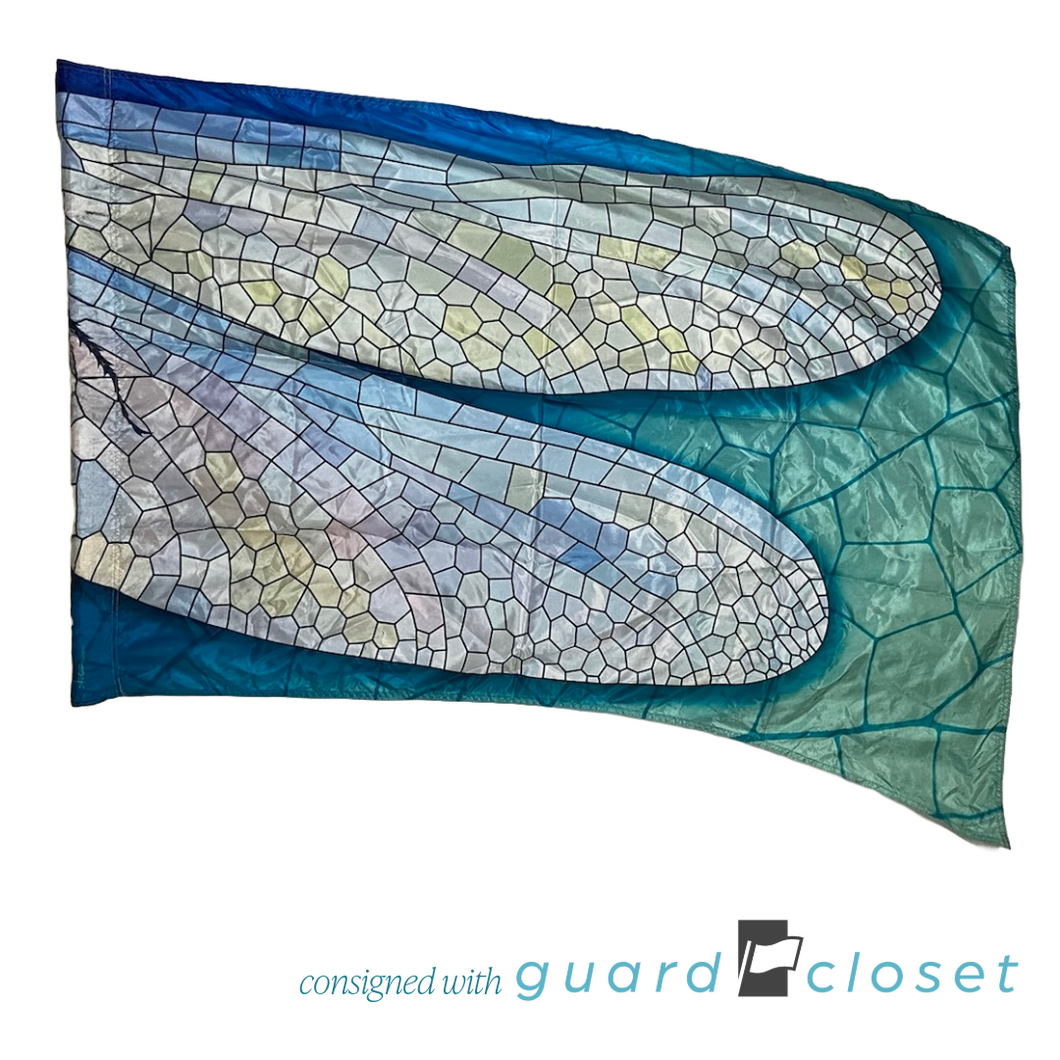 47 Blue Green Dragonfly Wing Flags by Prop Vinyls
