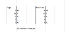 Load image into Gallery viewer, 26 Black Orange Teal One Sleeve Tops, Bib Pants, and Cuffs
