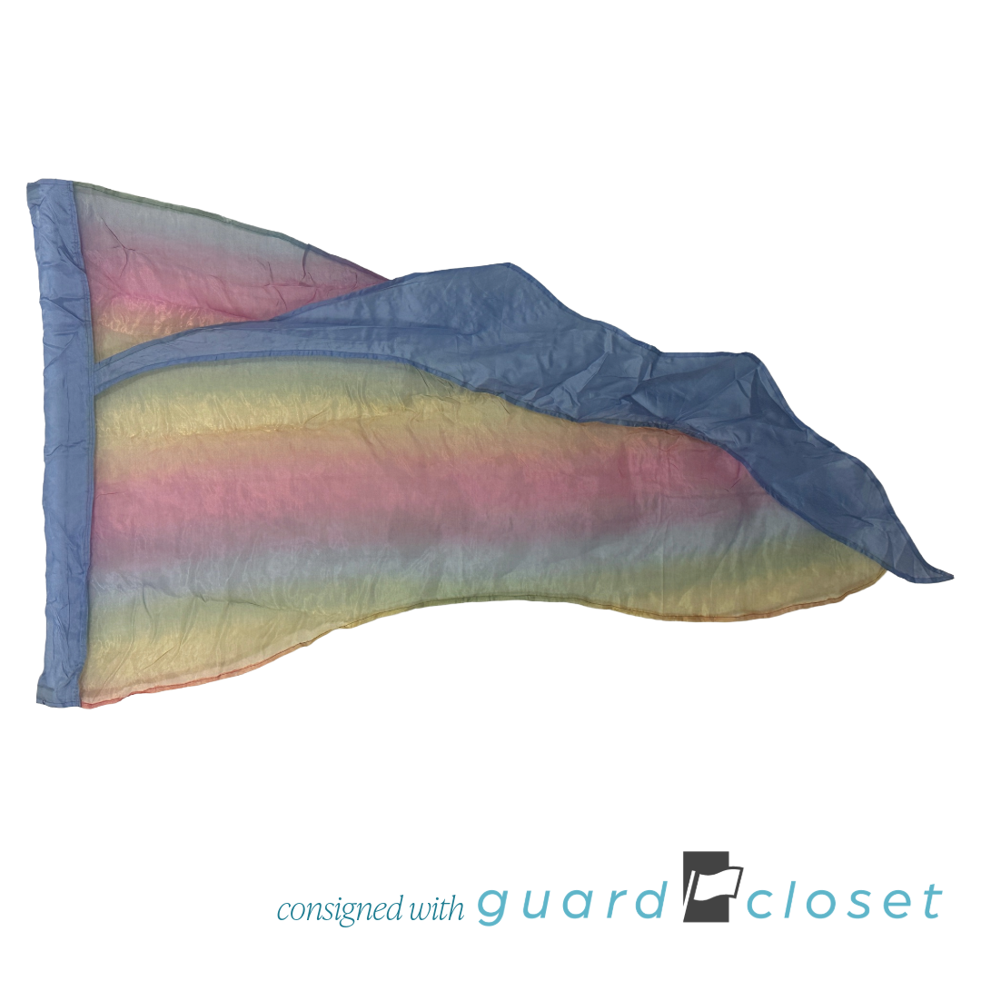12 Periwinkle blue and rainbow chiffon flags