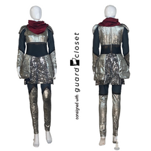 Load image into Gallery viewer, 14 Black Gray Silver Armor Knight Unitards by Creative Costuming &amp; Designs
