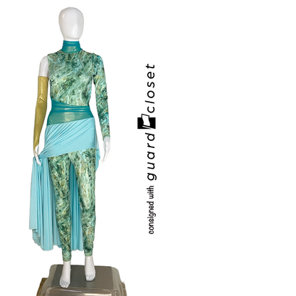 11 Green Gold Marble Skirted Unitards + 1 Top/Pants by A Wish Come True