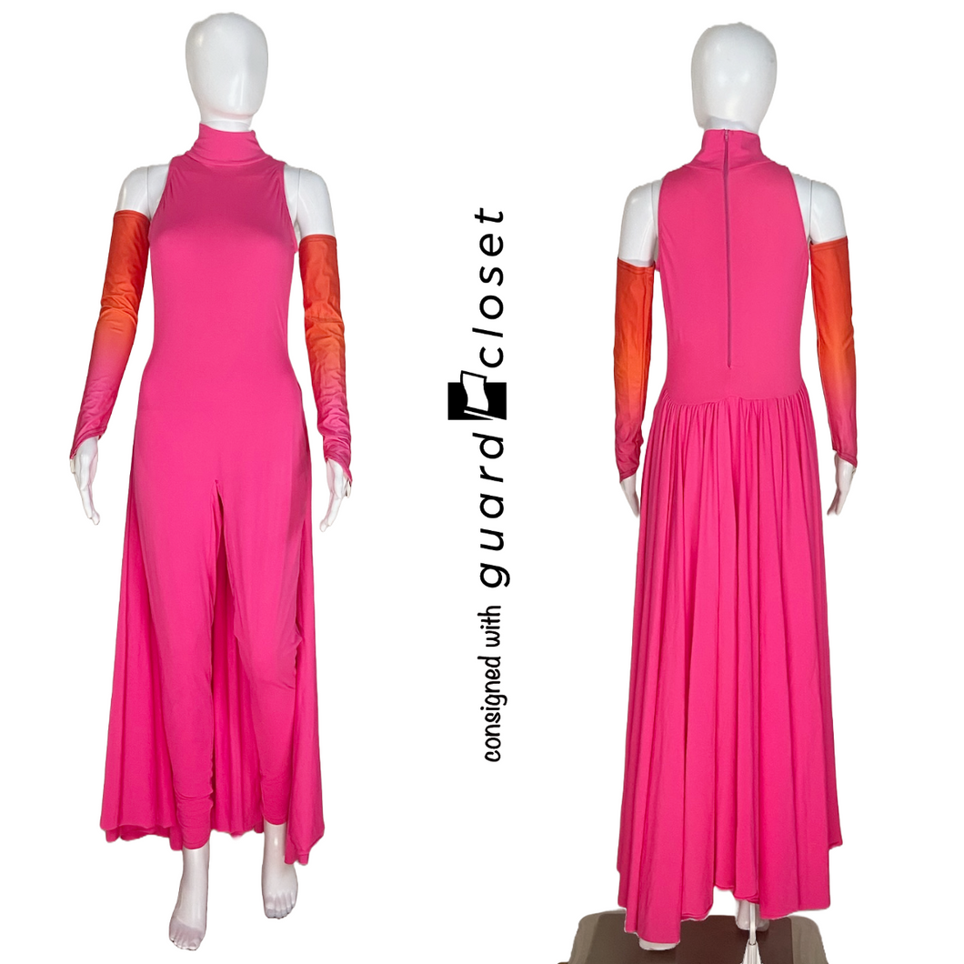 11 Solid Pink Sleeveless Skirted Unitards by F. J. Miller