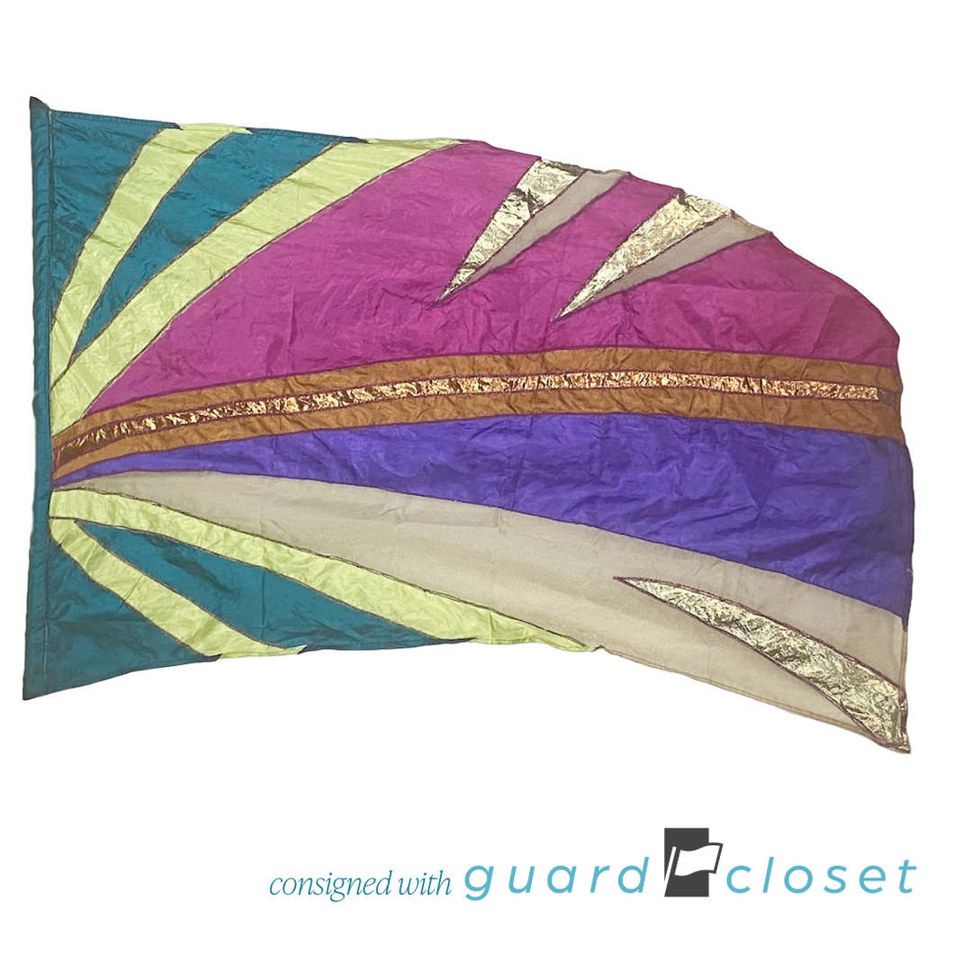 6 Multi Color Feather Leaf Motif Flags