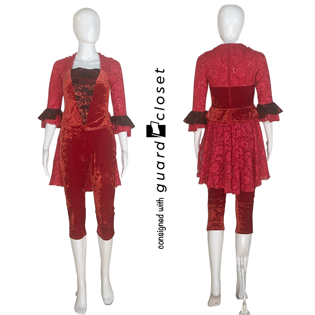 17 Red Capri Length 3/4 Sleeve Uniforms by Dance Sophisticates