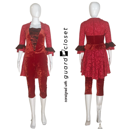17 Red Capri Length 3/4 Sleeve Uniforms by Dance Sophisticates