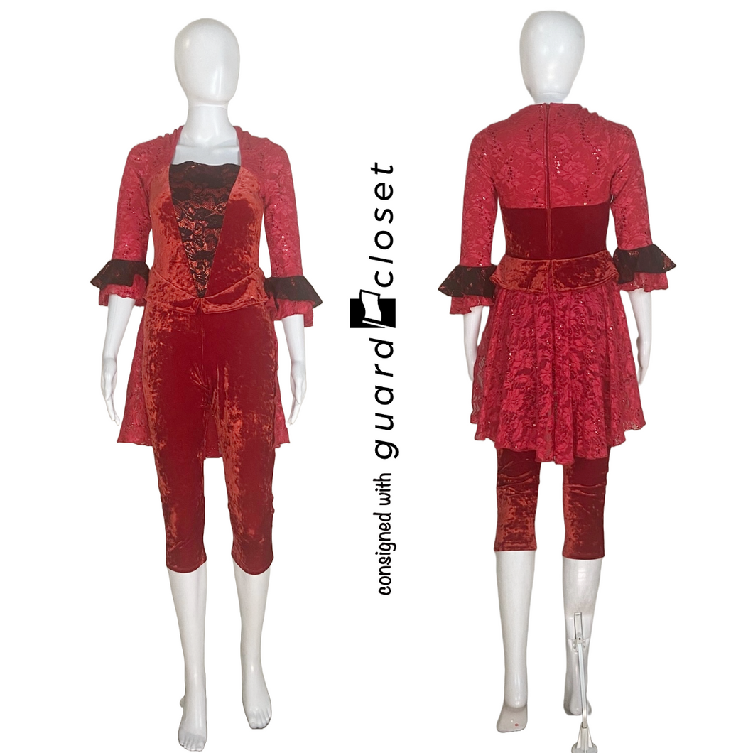 17 Red Capri Length 3/4 Sleeve Uniforms by Dance Sophisticates