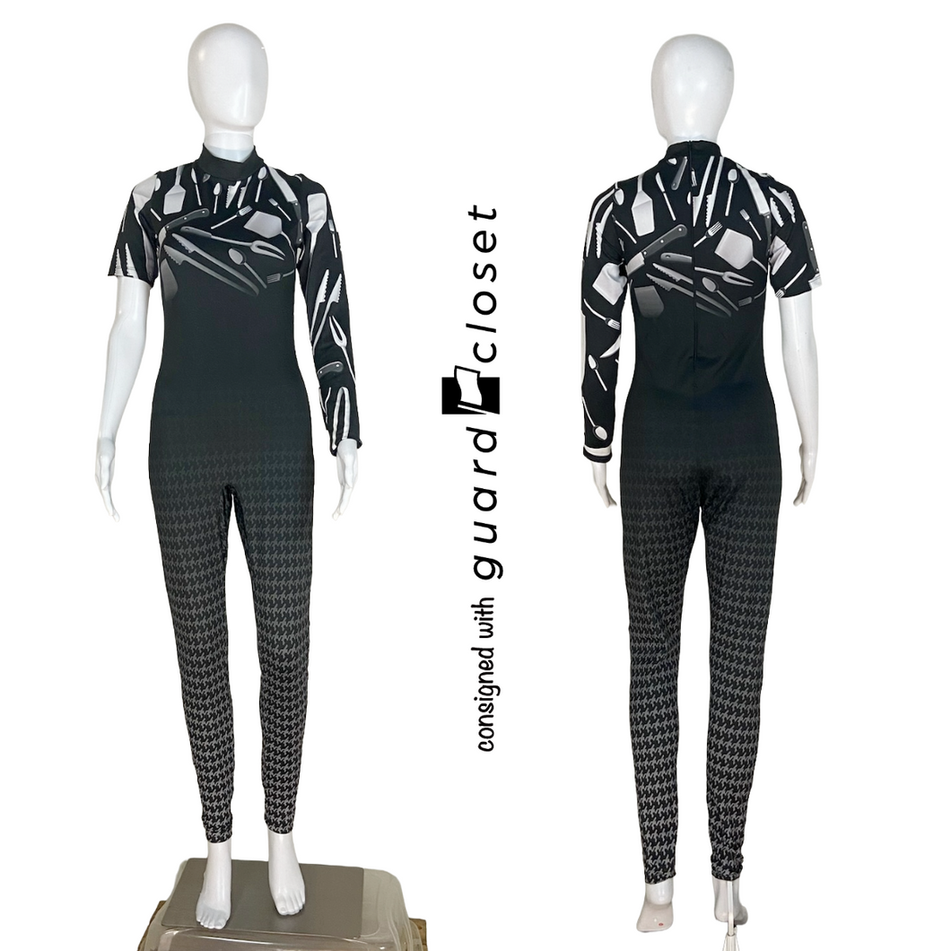 15 Black White Kitchen Utensil Chef Unitards
