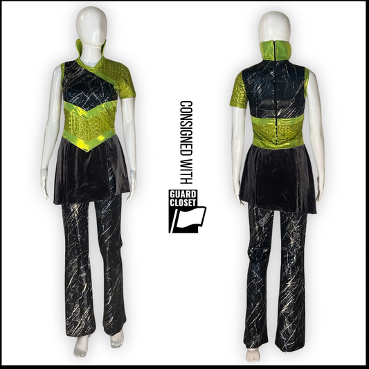 Black Green Asymmetrical Top Unitards | Algy | Set of 9