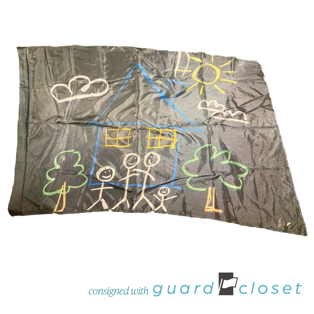 8 black charcoal chalkboard children drawing flags