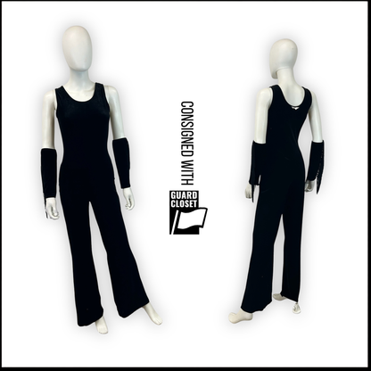 Black velvet halter unitards with fringe arm bands | A Wish Come True | Set of 9