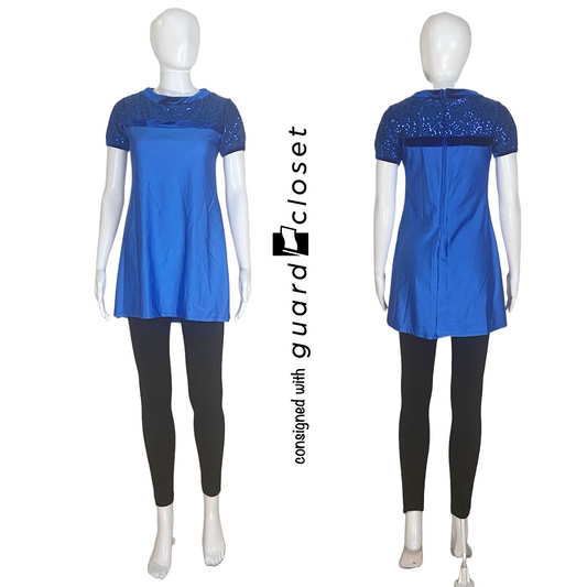 13 Royal Blue Short Sleeve Tunics and Black Leggings by Dance Sophisticates