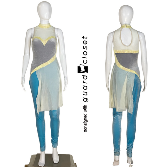 9 Light Blue Ivory Sleeveless Unitards by A Wish Come True