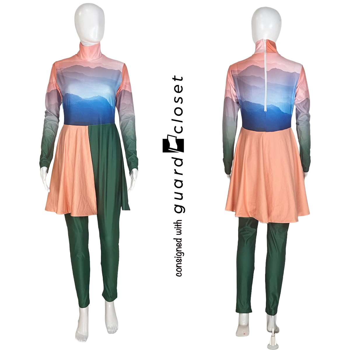 6 Dark Green Peach Blue Nature Unitards