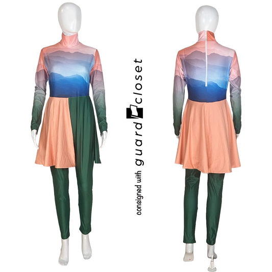 6 Dark Green Peach Blue Nature Unitards