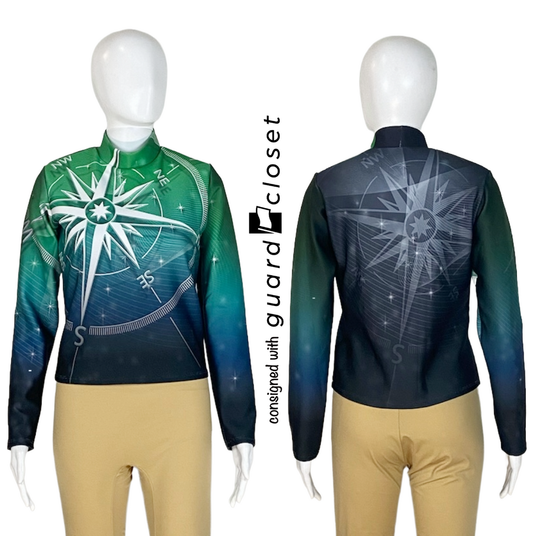 76 Green Gray Compass Long Sleeve Performance Tops by F. J. Miller