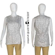 Load image into Gallery viewer, 13 White Silver Sequin Sleeveless Skirted Unitards + 1 Silver Sequin Sleeveless Top

