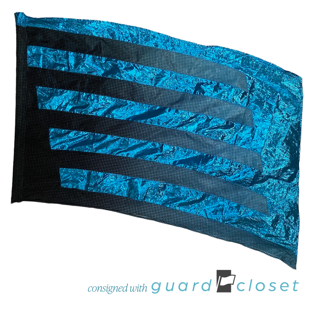 8 Teal Black Stripe Dot Flags