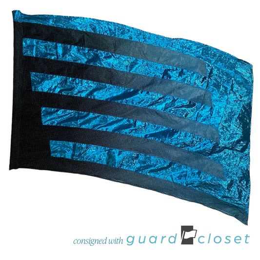 8 Teal Black Stripe Dot Flags