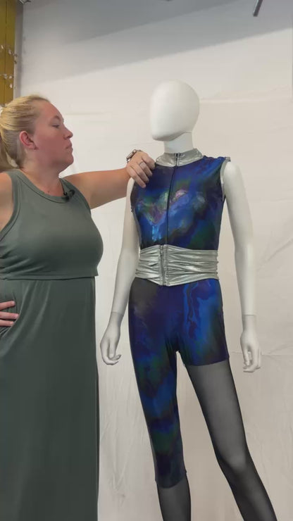 22 Quick change unitard oil slick to golden fire dress by Dance Sophisticates