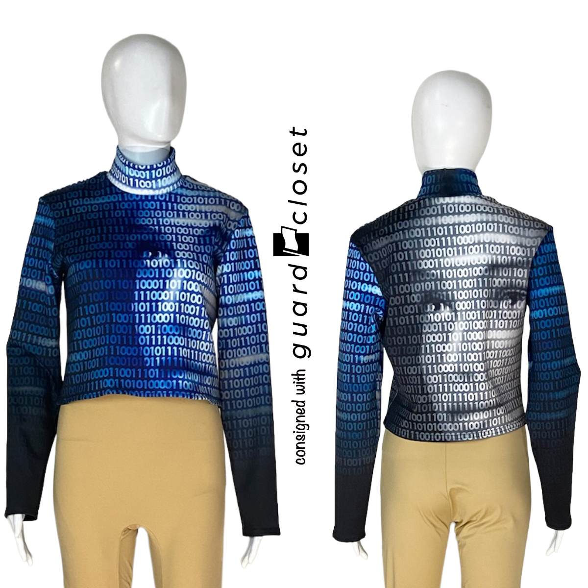 102 Blue White Black Binary Numbers Tech Faces Performance Tops and Shako Covers by Showday