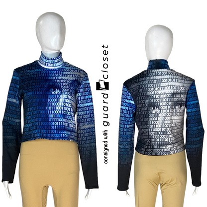 102 Blue White Black Binary Numbers Tech Faces Performance Tops and Shako Covers by Showday